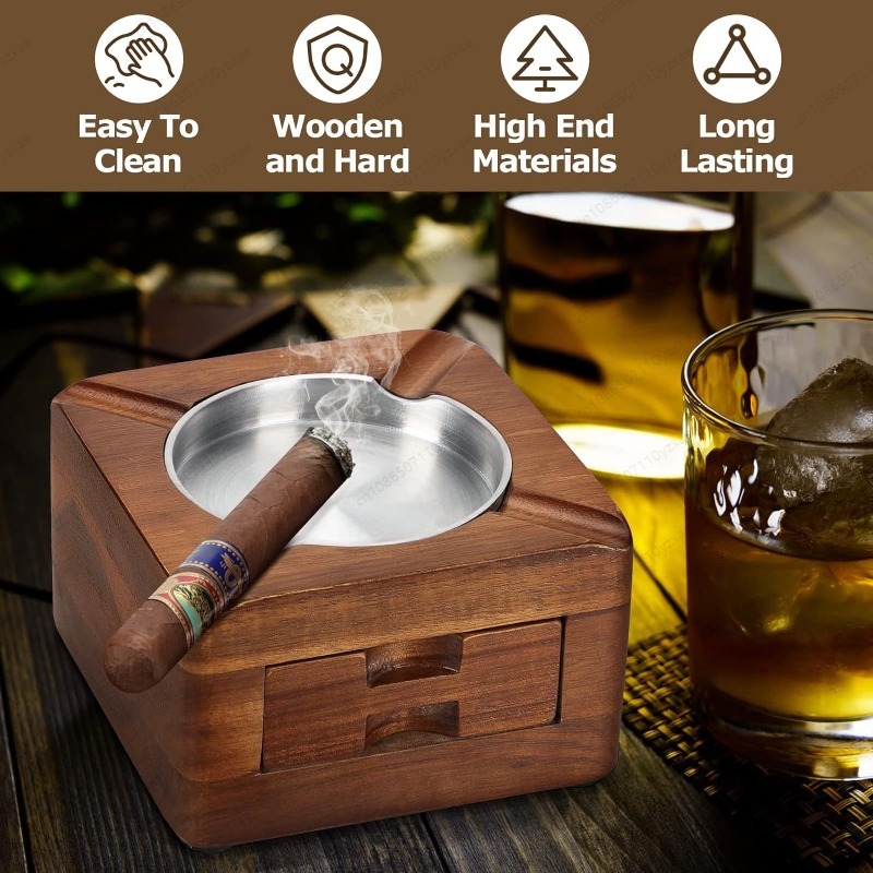Wooden Cigar Ashtray with Phon - Tech Accessories For A Tablet reseña y precio