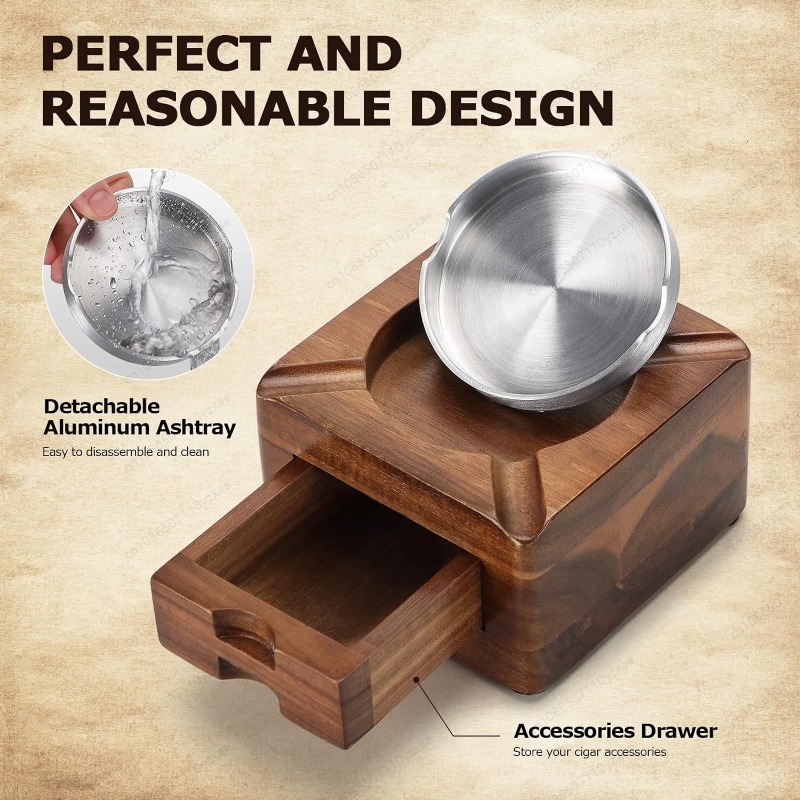Wooden Cigar Ashtray with Phon - Tech Accessories For A Tablet reseña y precio