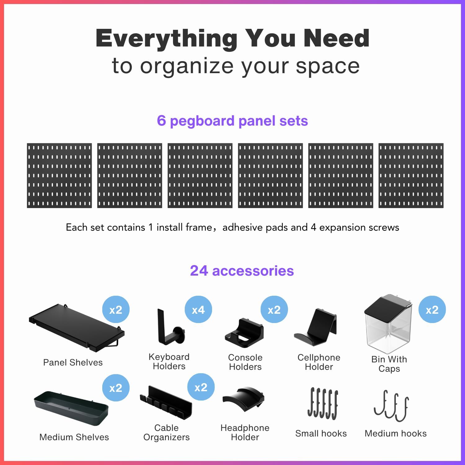 Peg Board Wall Organizer for G - Tech Accessories Images reseña y precio