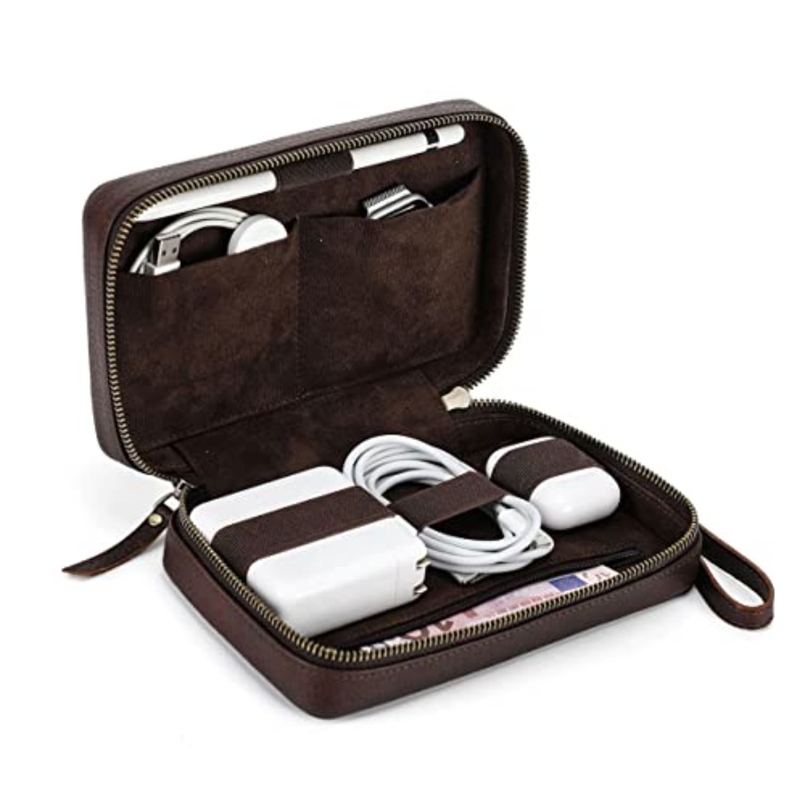 Full Grain Leather Electronic  - Tech Accessories Organizer reseña y precio