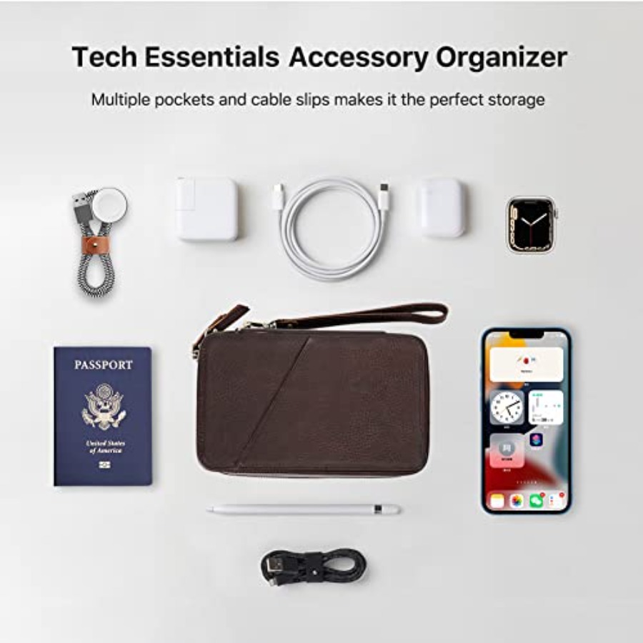 Full Grain Leather Electronic  - Tech Accessories Organizer reseña y precio