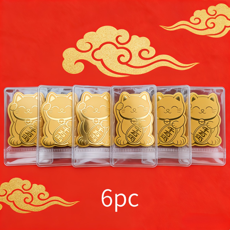 6 Gold Lucky Cat Stickers - De - Tech Accessories Tablet reseña y precio