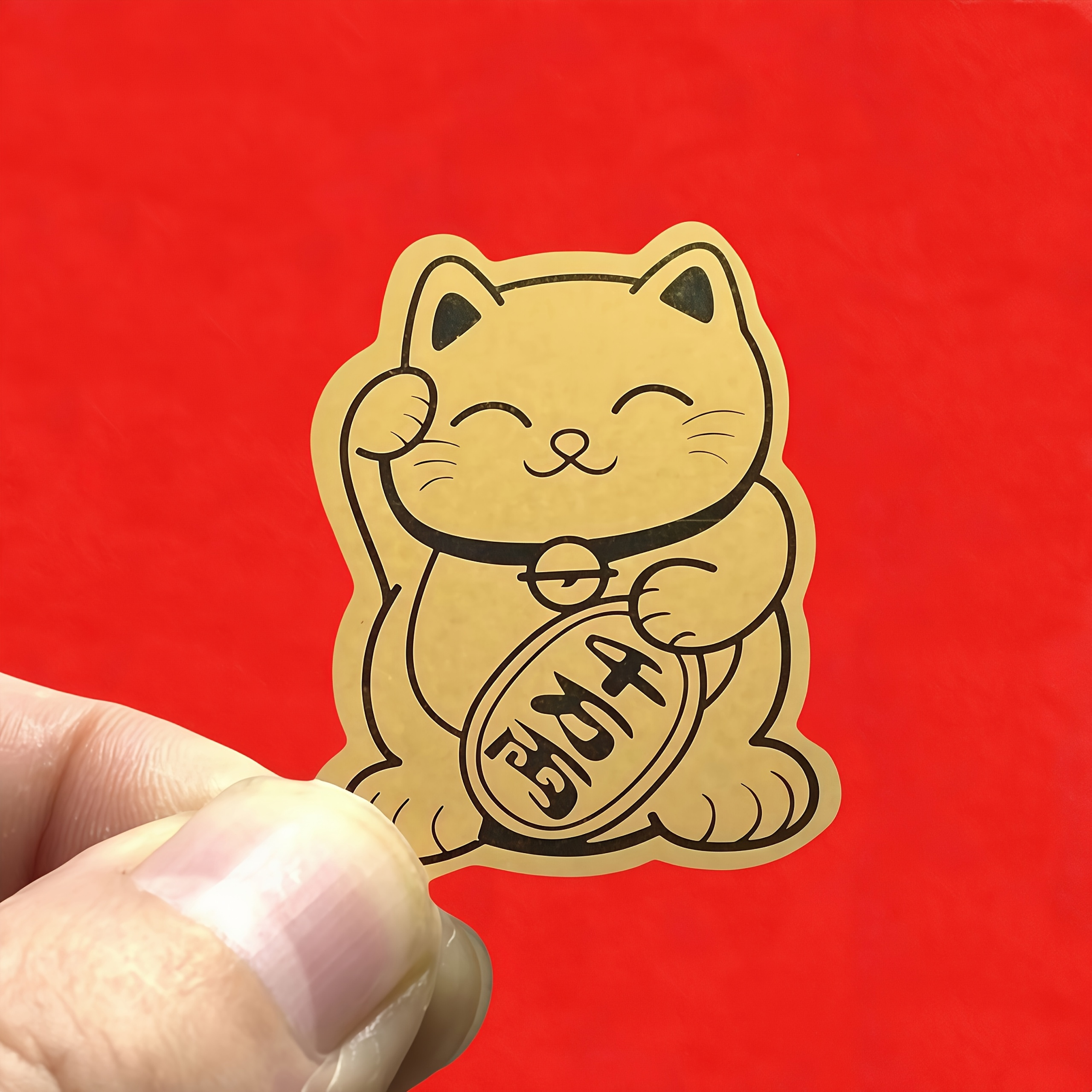 6 Gold Lucky Cat Stickers - De - Tech Accessories Tablet reseña y precio