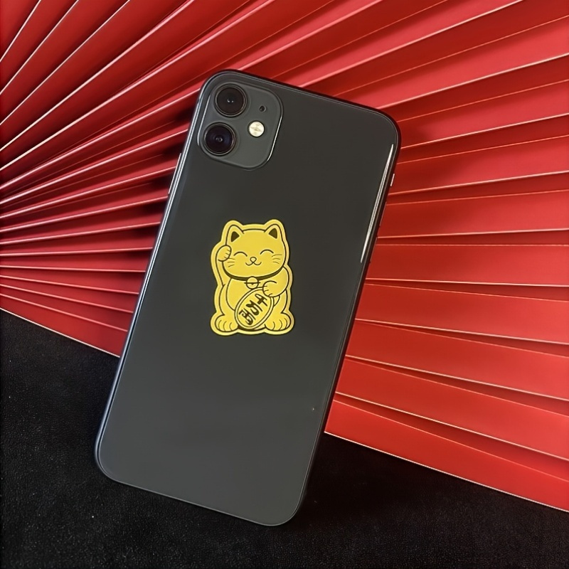 6 Gold Lucky Cat Stickers - De - Tech Accessories Tablet reseña y precio